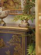 FH&HOME Lavender Legacy Console Cabinet - Chinese Landscape Gilded