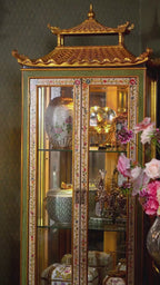FH&HOME Chinoiserie Pagoda Cabinet - Floral French Paintwork