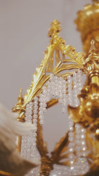 FH&HOME Porcelain Swan Chandelier - Delicate with Crystal and Brass