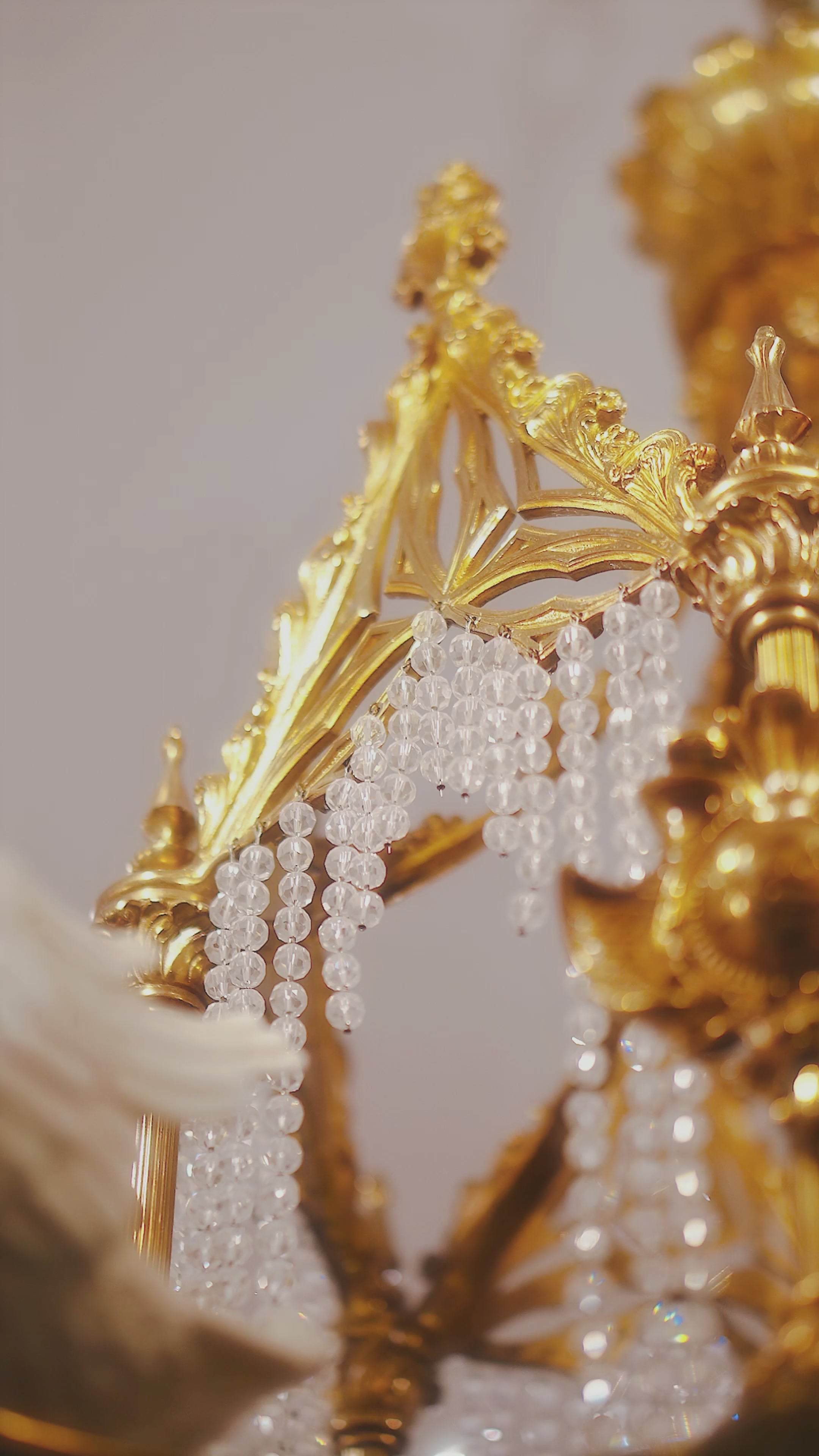 FH&HOME Porcelain Swan Chandelier - Delicate with Crystal and Brass