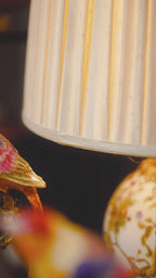 FH&HOME Spring Porcelain Lamp - Chinoiserie Avian with Gold Accents
