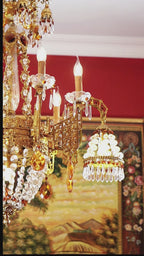 FH&HOME Gold Crystal Chandelier - Baroque Style with Grand Silhouette