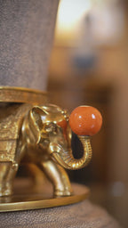 FH&HOME Ornate Elephant Base Decorative Planter - Brass Figurines