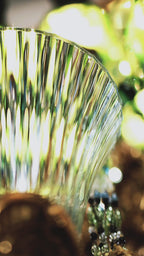 FH&HOME Sophisticated Brass Phoenix Fluted Crystal Glass Vase - Sculpted Base