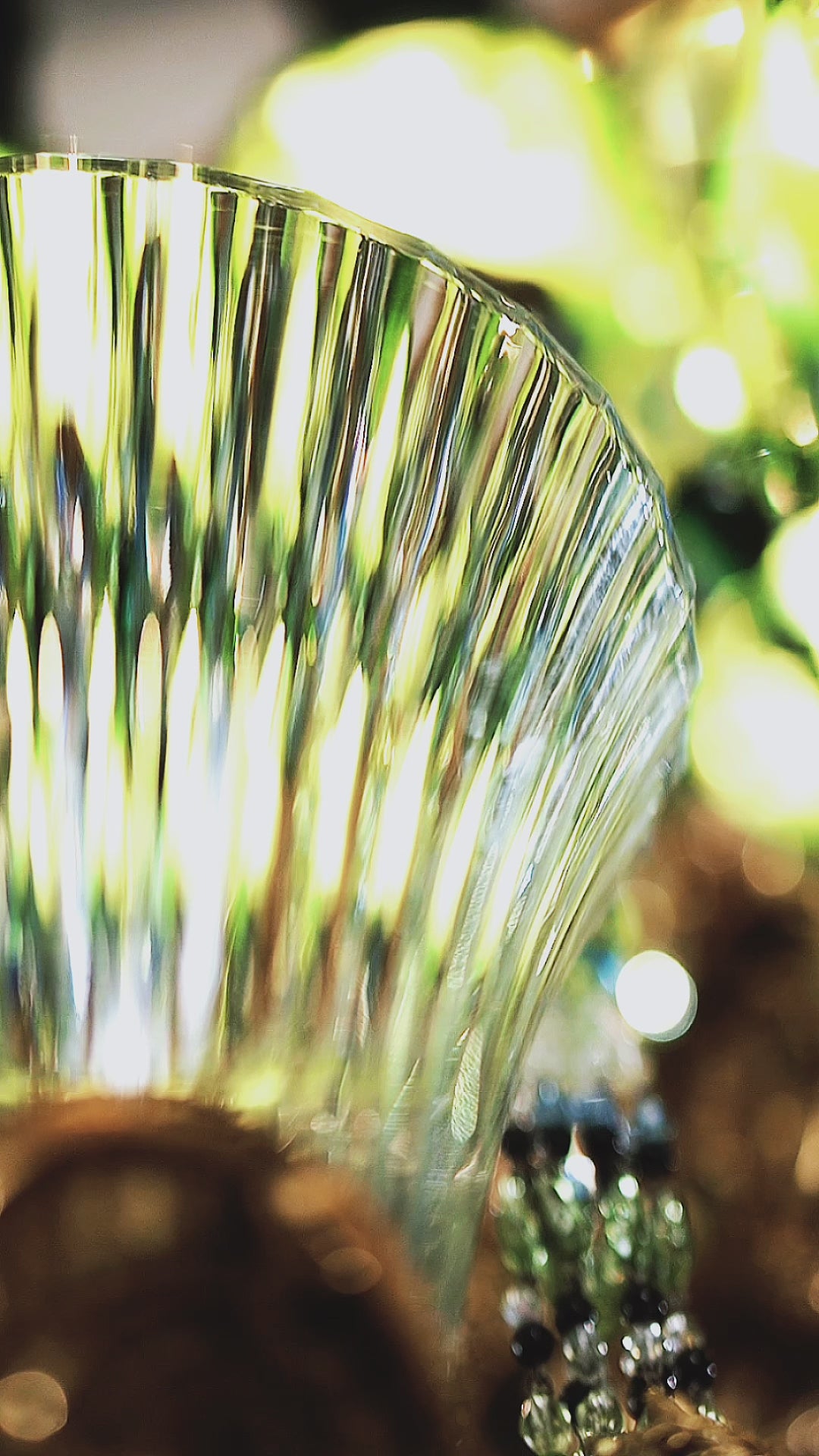 FH&HOME Sophisticated Brass Phoenix Fluted Crystal Glass Vase - Sculpted Base